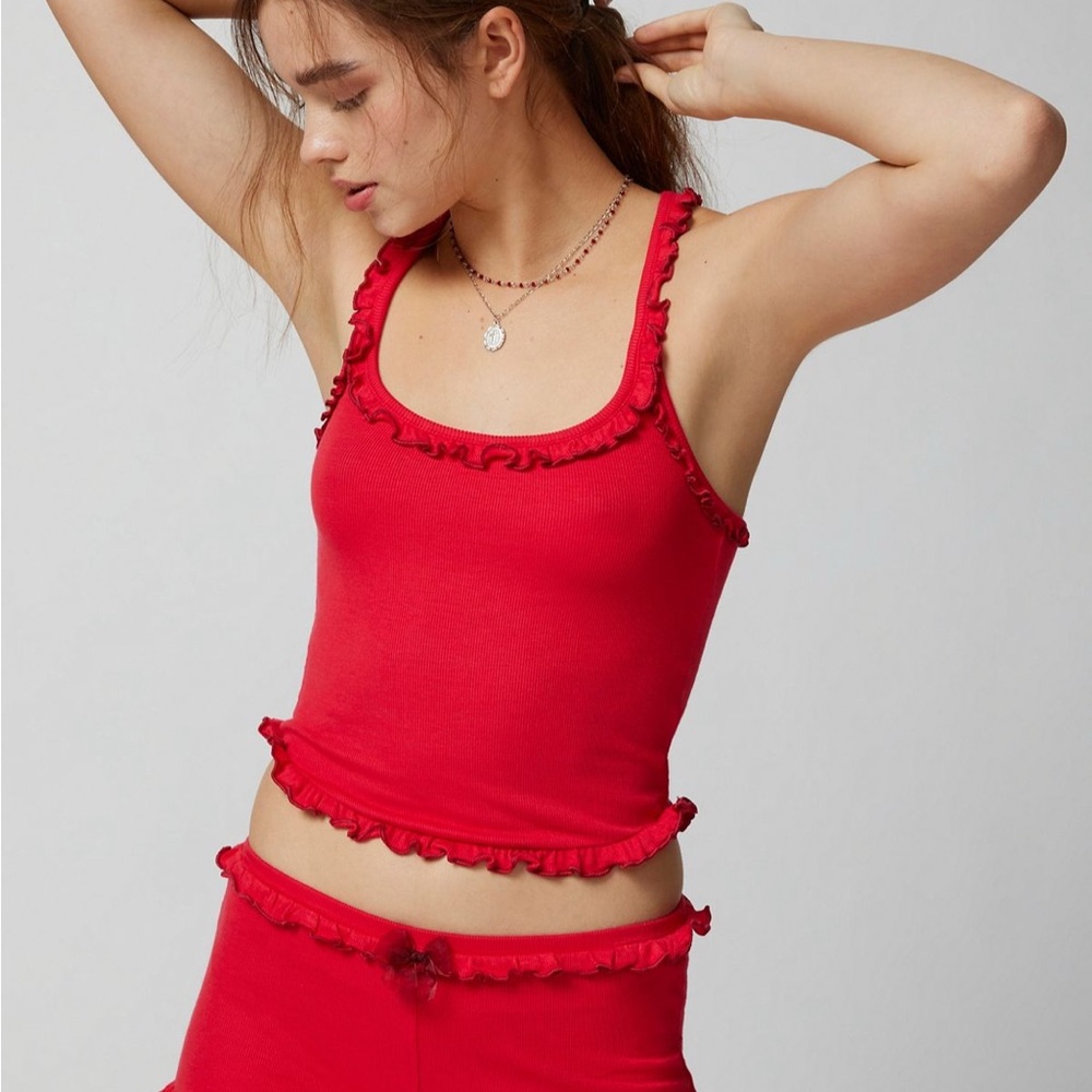 🍒Red Ruffled Women's lounge Sleepwear Set🍒